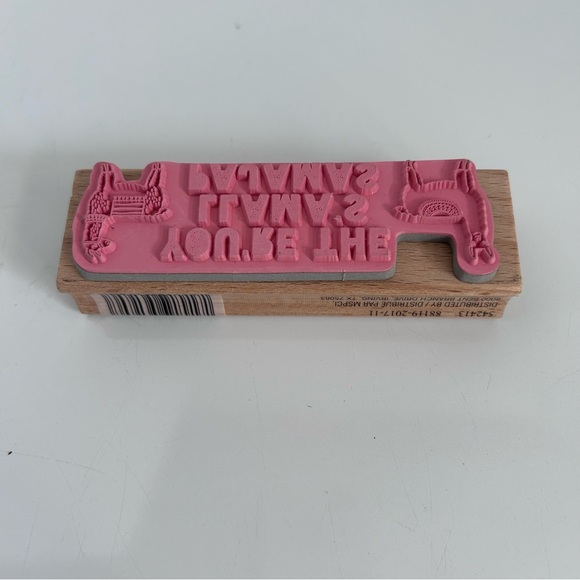 Lot of 2 CRAFT SMART wood stamps GEM LLAMA 4” x 1-1/4” - Picture 6 of 6